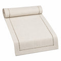 Camino de mesa 35 x 180 cm de tejido beige con calado decorativo - estilo clásico