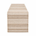 Camino de mesa 180 x 40 cm de algodón beige tejido con flecos