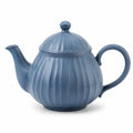 Tetera de cerámica 1.00 L azul con tapa para té estilo acanalado