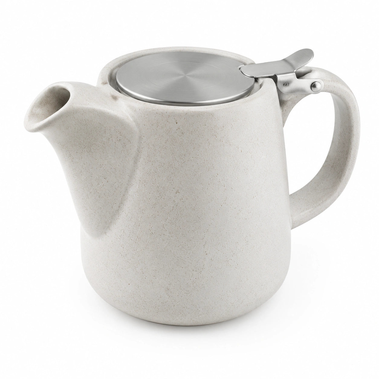 Tetera 1.20 L 20 x 13 x 16 cm de cerámica blanca con tapa de acero inoxidable para té