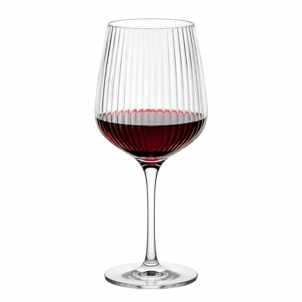 Copa de vino 550 ml de vidrio transparente acanalado con tallo