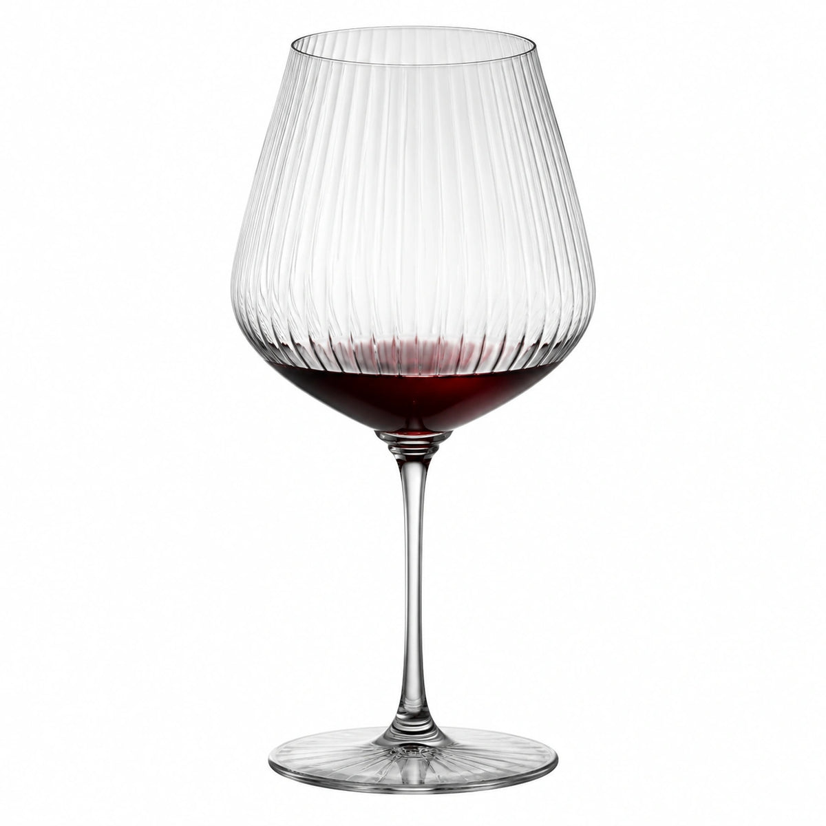 Copa de vino 500 ml de vidrio transparente estriado con tallo