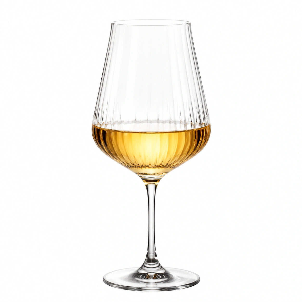 Copa de vino 450 ml de vidrio transparente con relieve y pie alto