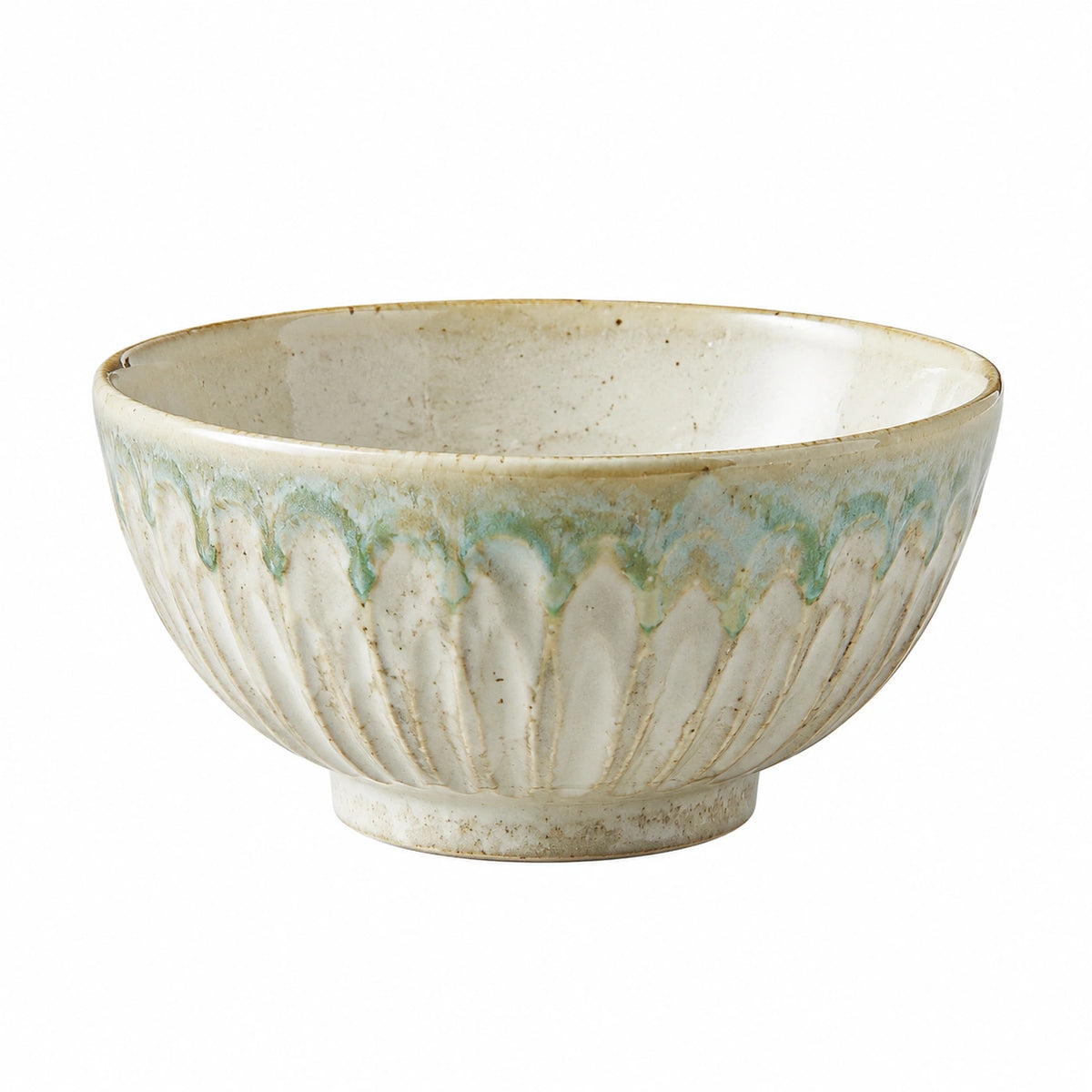 Cuenco de cerámica 18 cm crema y verde agua con acabado esmaltado para servir