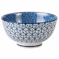 Cuenco de cerámica 18 cm azul y blanco con estampado geométrico para servir