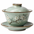Gaiwan de cerámica 180 ml verde con flores para preparar té estilo tradicional