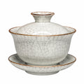 Gaiwan de cerámica 150 ml blanco con esmalte craquelado para té