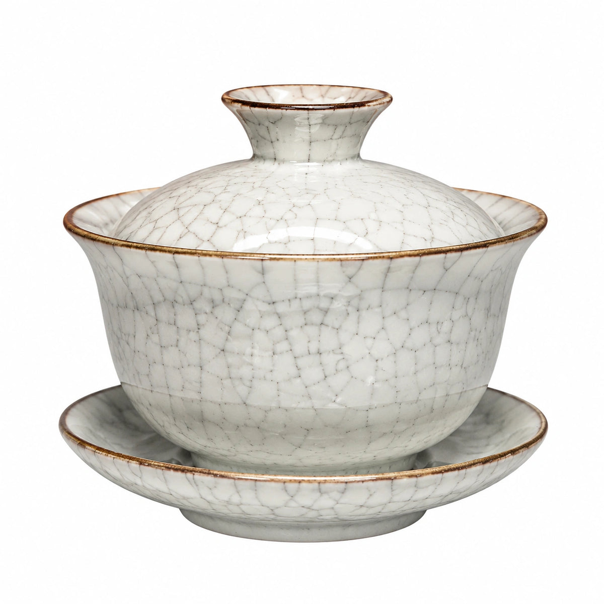 Gaiwan de cerámica 150 ml blanco con esmalte craquelado para té