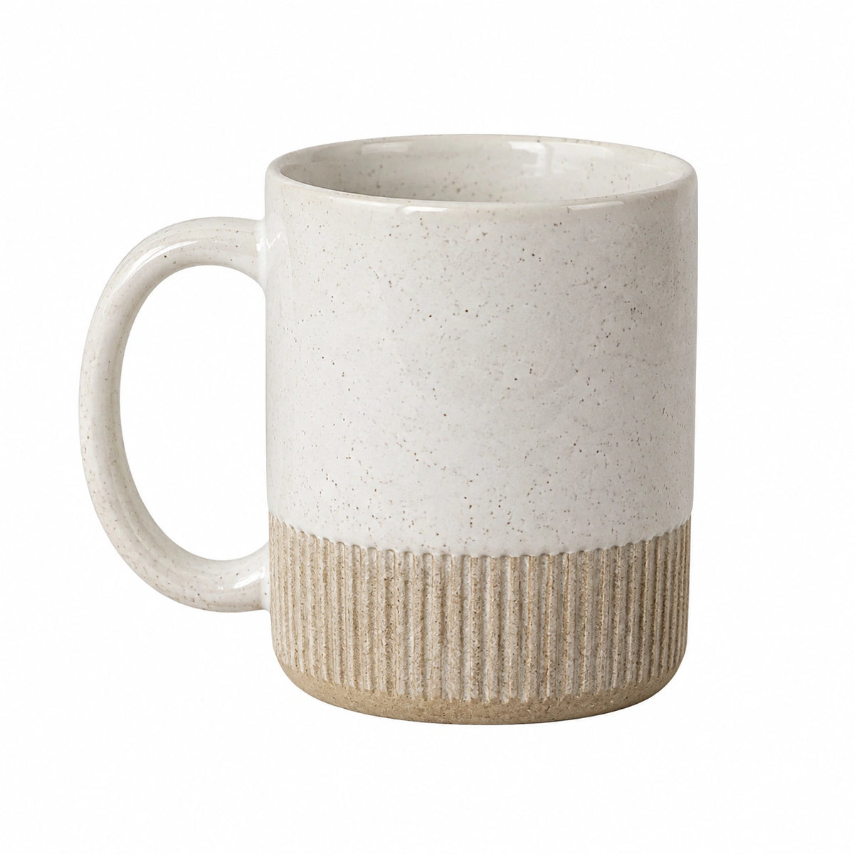 Taza de cerámica 350 ml beige con relieve estriado para bebidas calientes