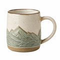 Taza de cerámica 420 ml beige/verde con relieve de montaña