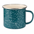 Taza esmaltada 350 ml azul petróleo con motas blancas para bebidas calientes y frías