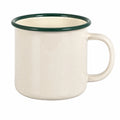 Taza 350 ml de acero esmaltado crema y verde con asa estilo clásico